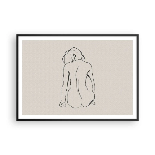 Affisch i svart ram - Naken flicka - 100x70 cm