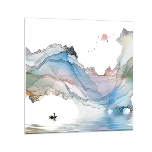 Glastavla - Bild på glas - Mot kristallfjäll - 50x50 cm