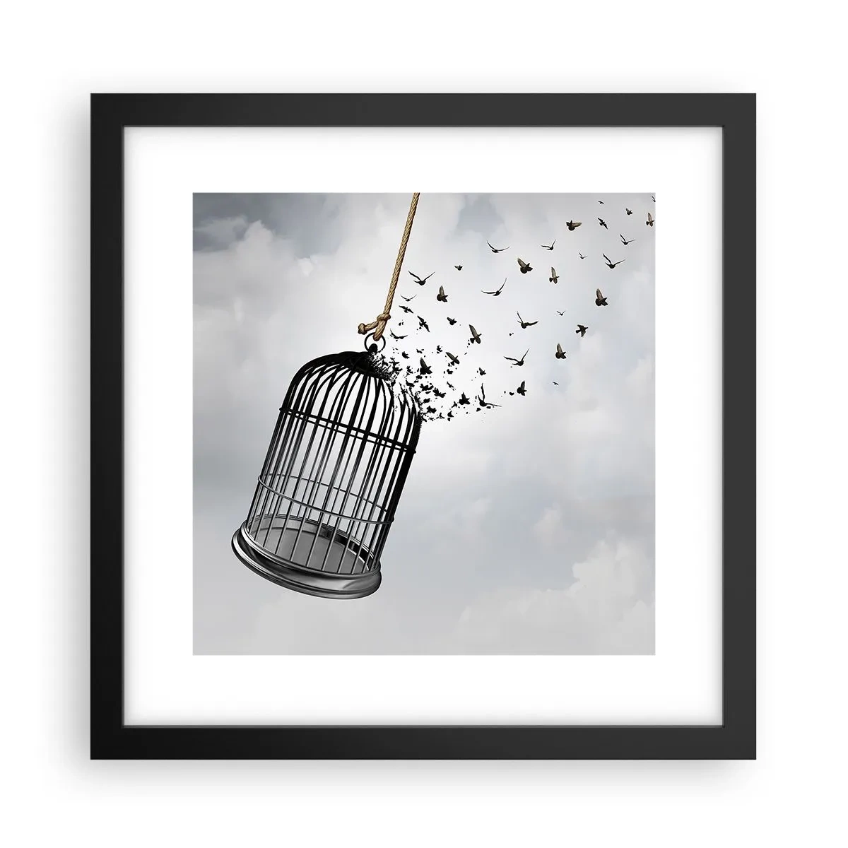 Affisch i svart ram - Tro...Hopp...Frihet! - 30x30 cm