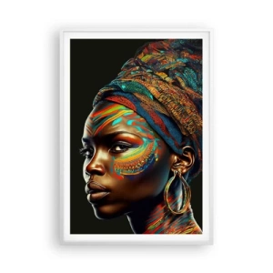Affisch i vit ram - Afrikansk drottning - 70x100 cm