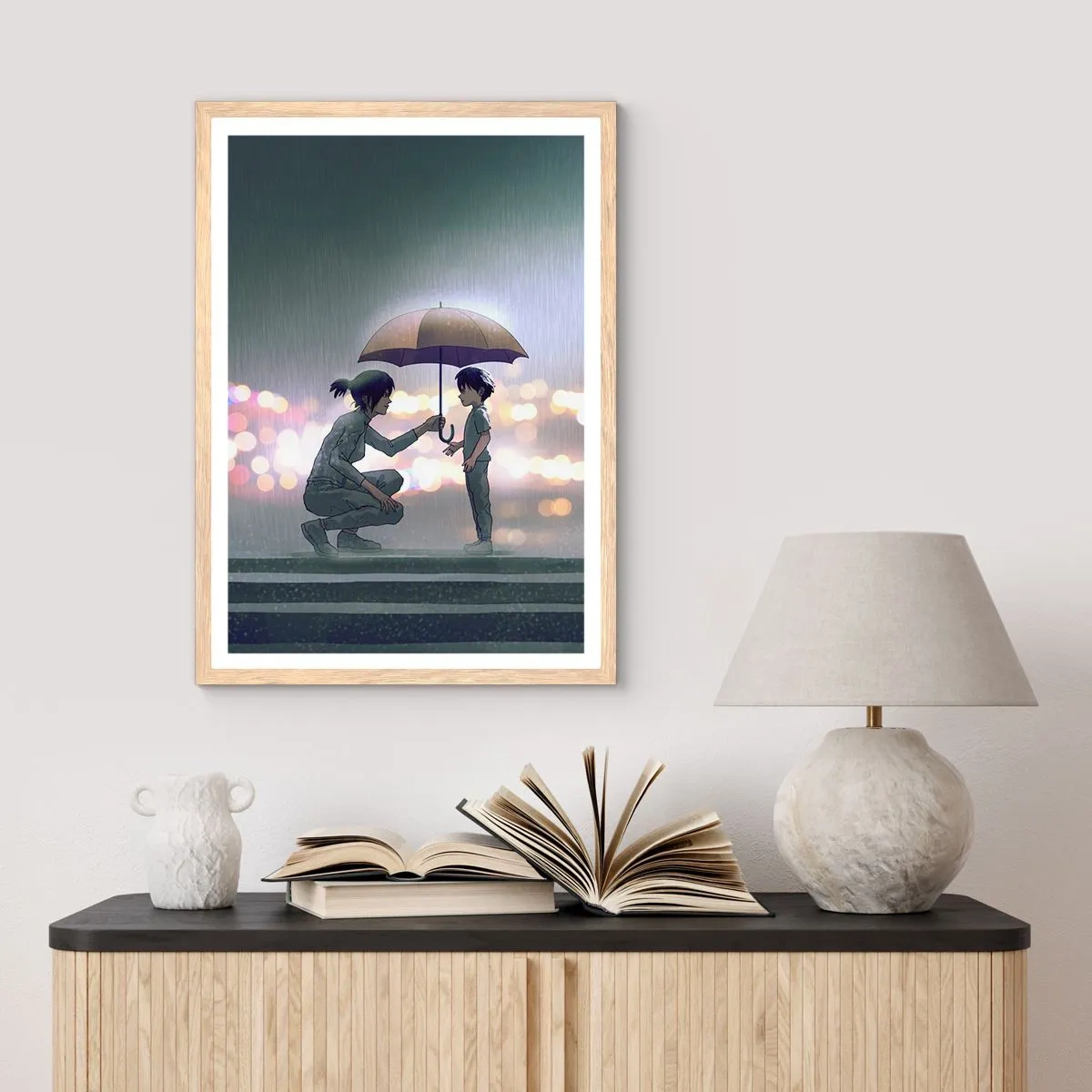 Affisch i ram av ljusek - Och allt är väl nu - 30x40 cm