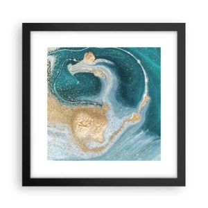 Affisch i svart ram - Guld- och turkosvirvel - 30x30 cm
