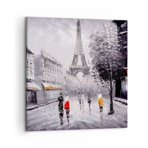 Canvastavla - Bild på duk - Promenad i Paris - 60x60 cm