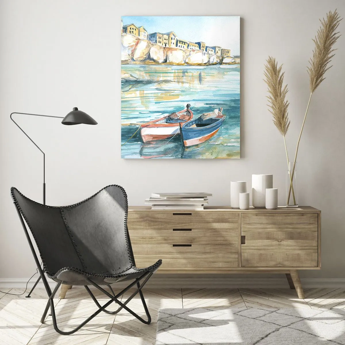Glastavla - Bild på glas - Landskap i azurblått - 50x70 cm