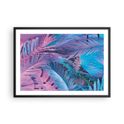 Affisch i svart ram - Tropiken i rosa och blått - 70x50 cm