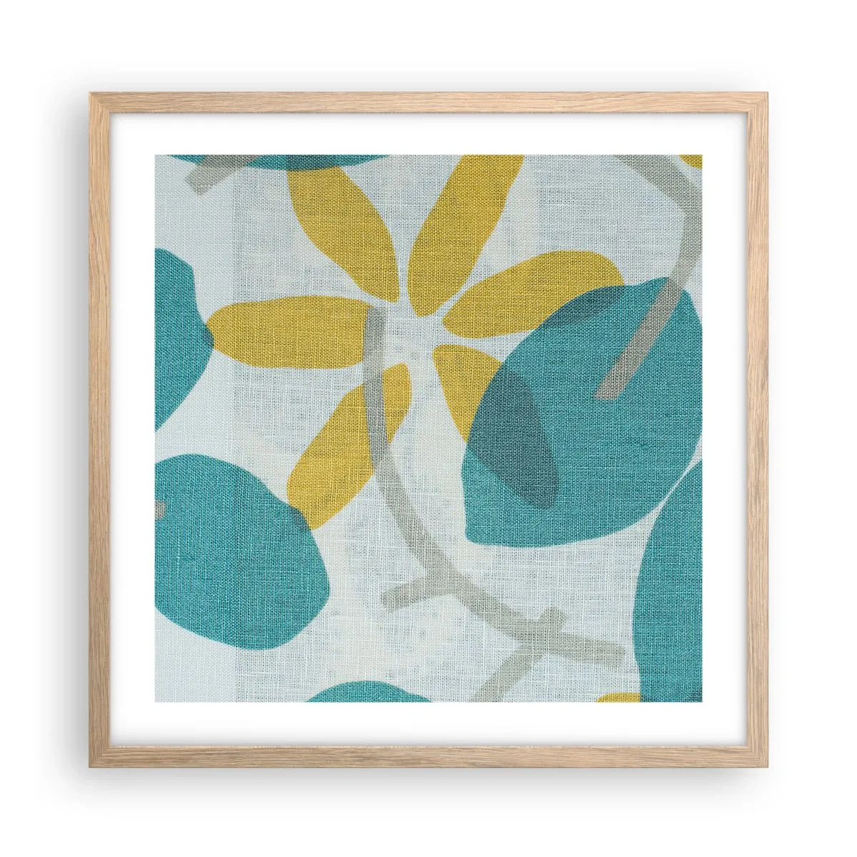 Affisch i ram av ljusek - Bland azurblå blad - 50x50 cm