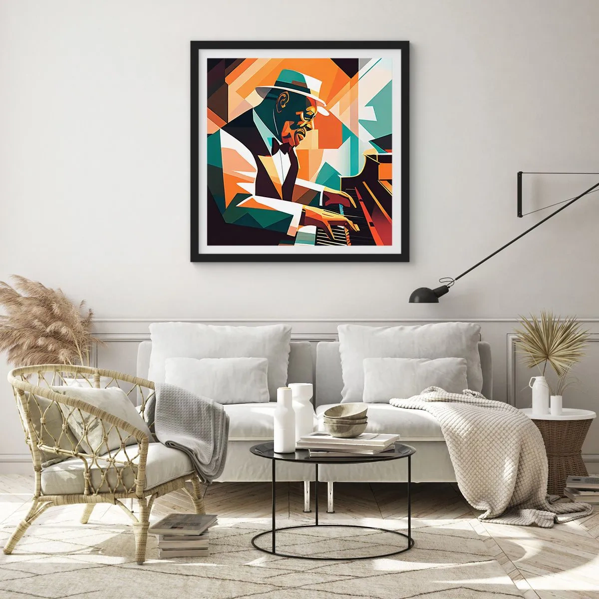 Affisch i svart ram - Allt som är jazz - 50x50 cm