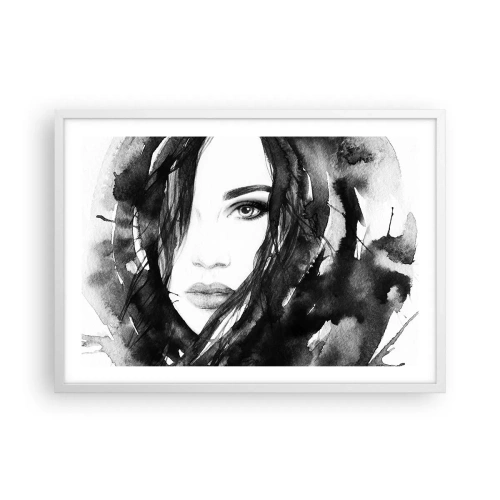 Affisch i vit ram - En damportätt i svart och vit - 70x50 cm