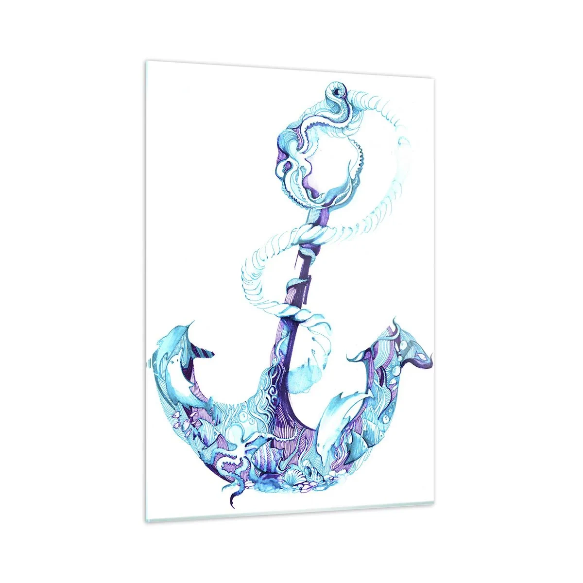 Glastavla - Bild på glas - Håller havets hemligheter - 50x70 cm