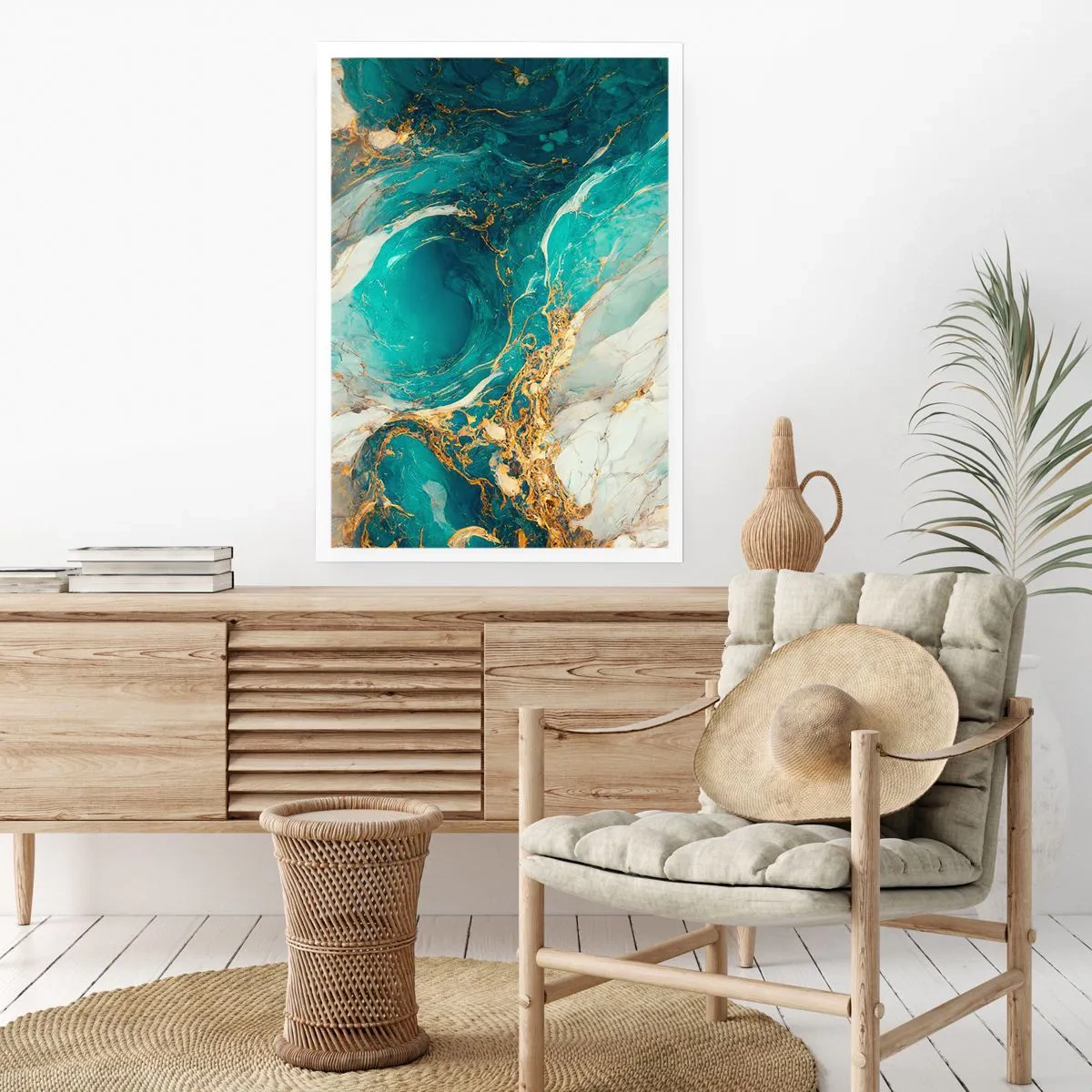 Affisch - En komposition med guldådror - 61x91 cm