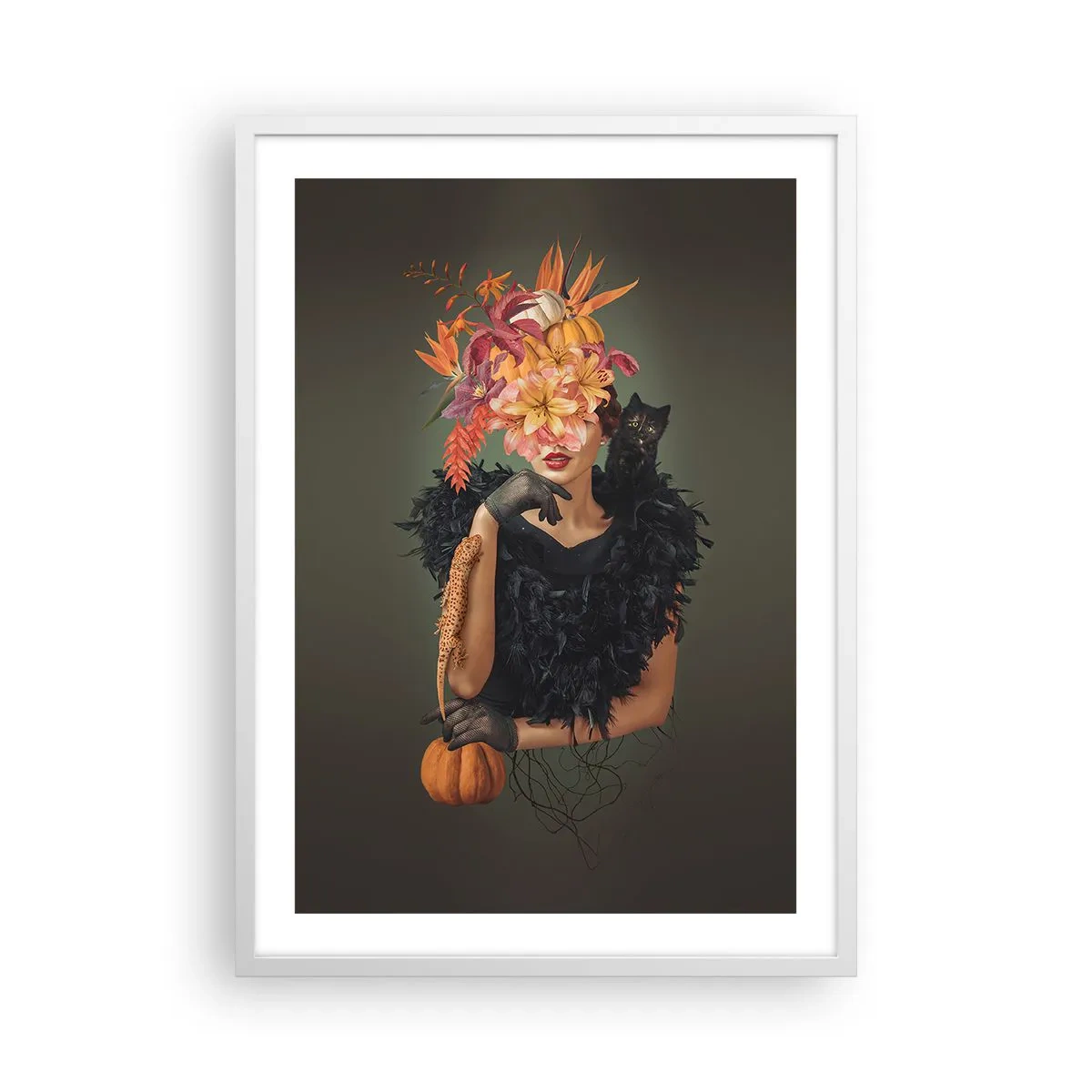 Affisch i vit ram - Häxans troll - 50x70 cm