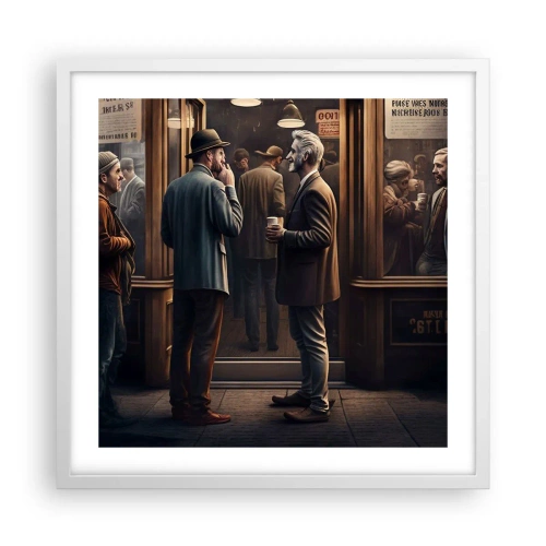 Affisch i vit ram - En bra stund på dagen - 50x50 cm