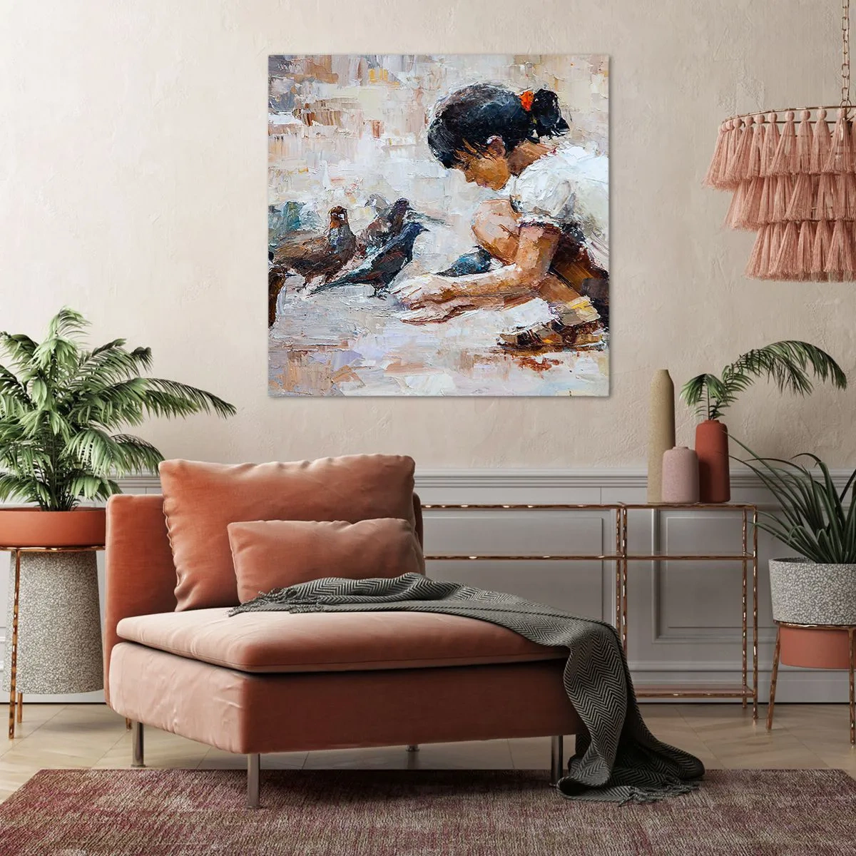 Canvastavla - Bild på duk - Minst och gulligast - 70x70 cm