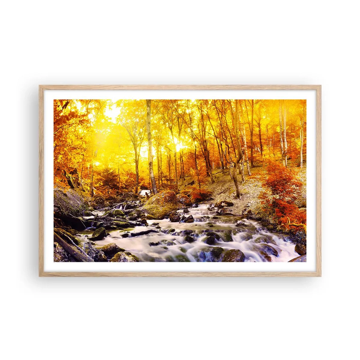 Affisch i ram av ljusek - Stenar infattade i guld och platina - 91x61 cm