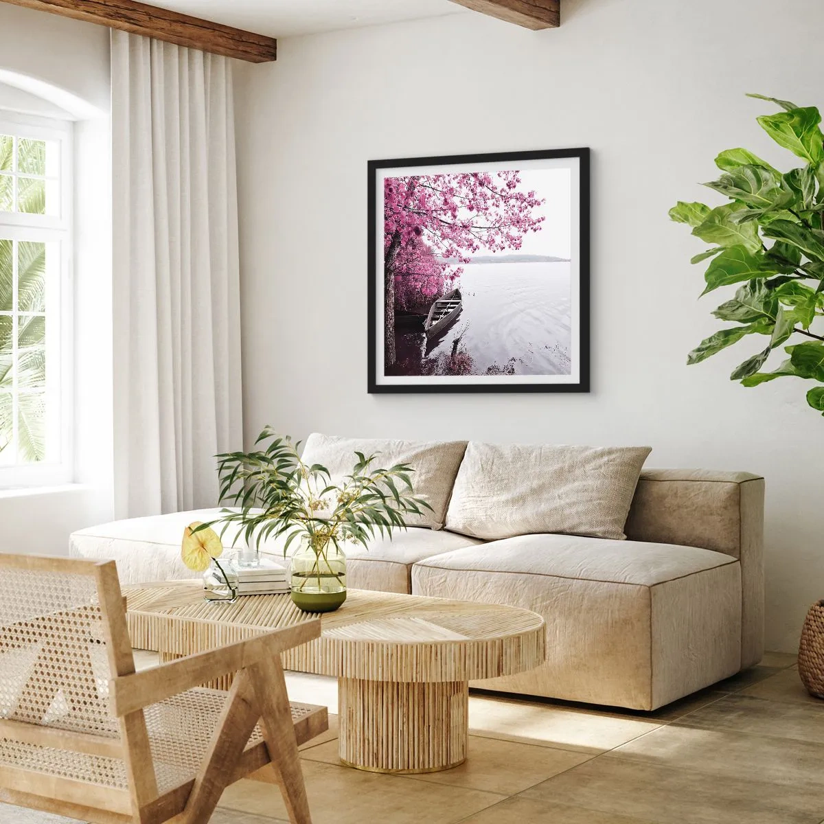 Affisch i svart ram - I rosa tystnad - 40x40 cm