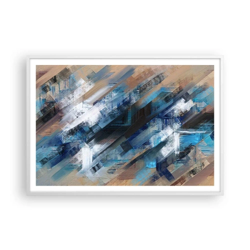 Affisch i vit ram - På en blå sluttning - 100x70 cm