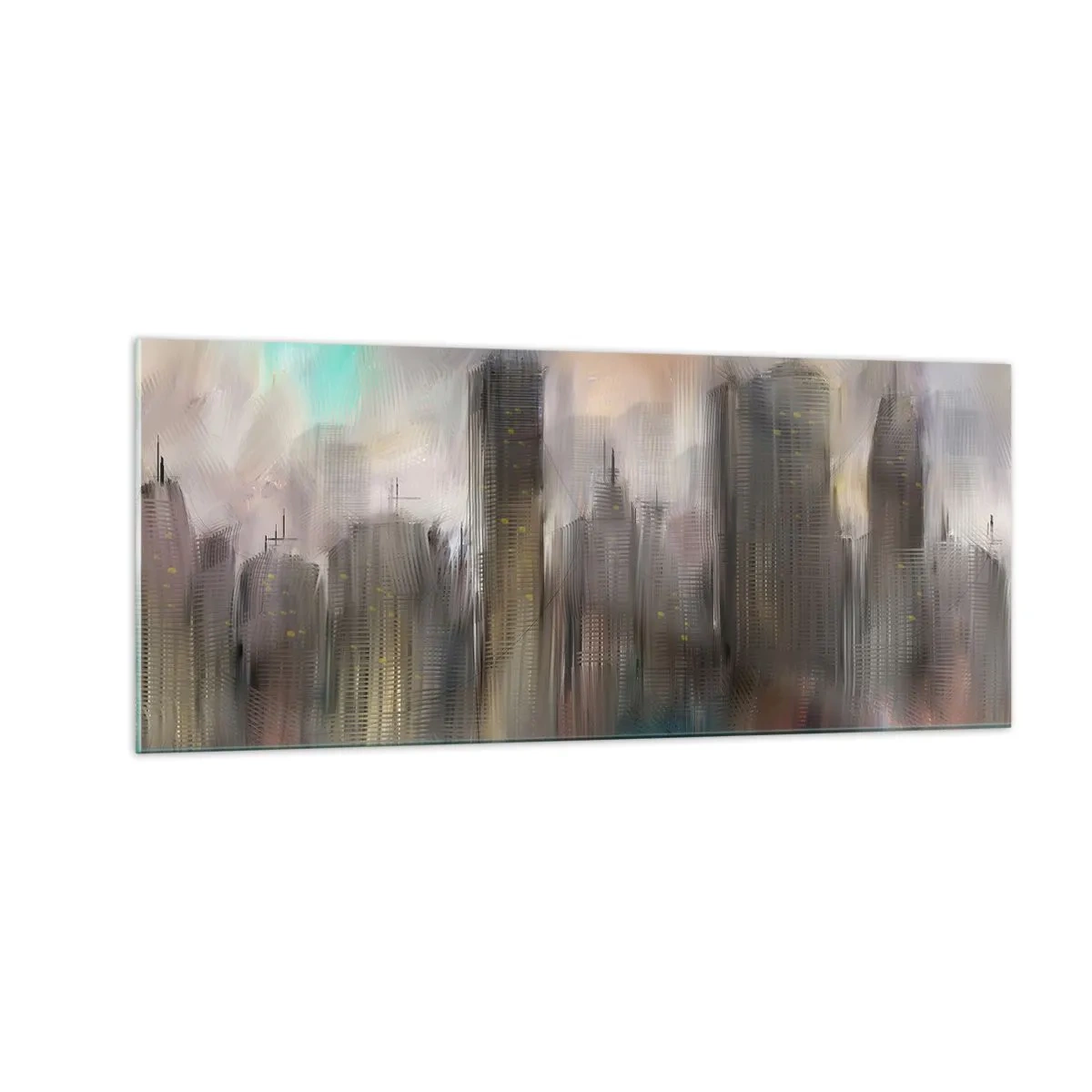 Glastavla - Bild på glas - Komposition av stål, sten och dimma - 100x40 cm