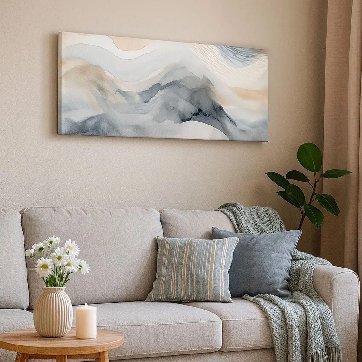 Canvastavla - Bild på duk - Snöig och dimmig abstraktion - 100x40 cm