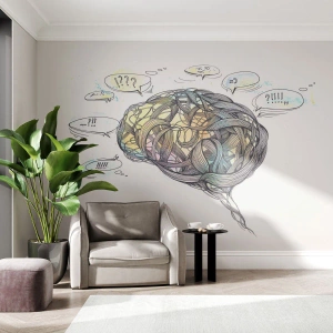 Fototapet Premium Canvas - Människan - en stor gåta - Abstraktion, Hjärna, Grafik - 200x140 cm