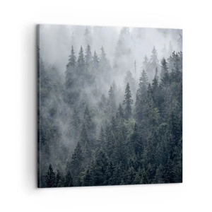 Canvastavla - Bild på duk - Gryning i skogen - 60x60 cm