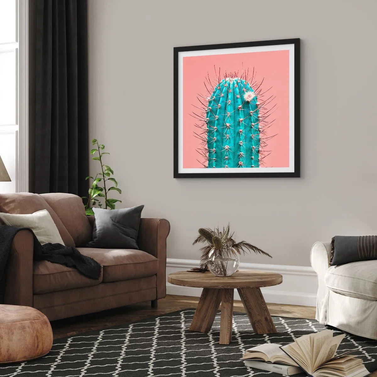 Affisch i svart ram - Titta bara - 50x50 cm