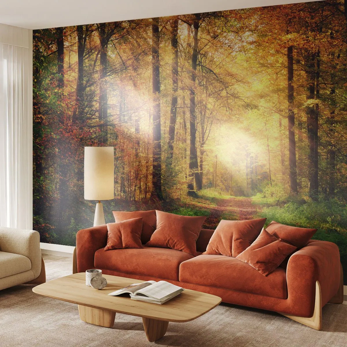 Fototapet Premium Sand - Skogsguld tystnad - Landskap, Skog, Skogsväg - 100x70 cm