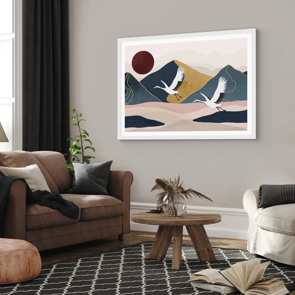 Affisch i vit ram - Nästa dag FLUGIT iväg - 100x70 cm