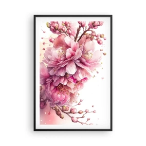 Affisch i svart ram - Blommande körsbärsblomma - 61x91 cm