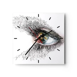 Väggklocka - Klocka på glas - Titta rakt in i själen - 30x30 cm