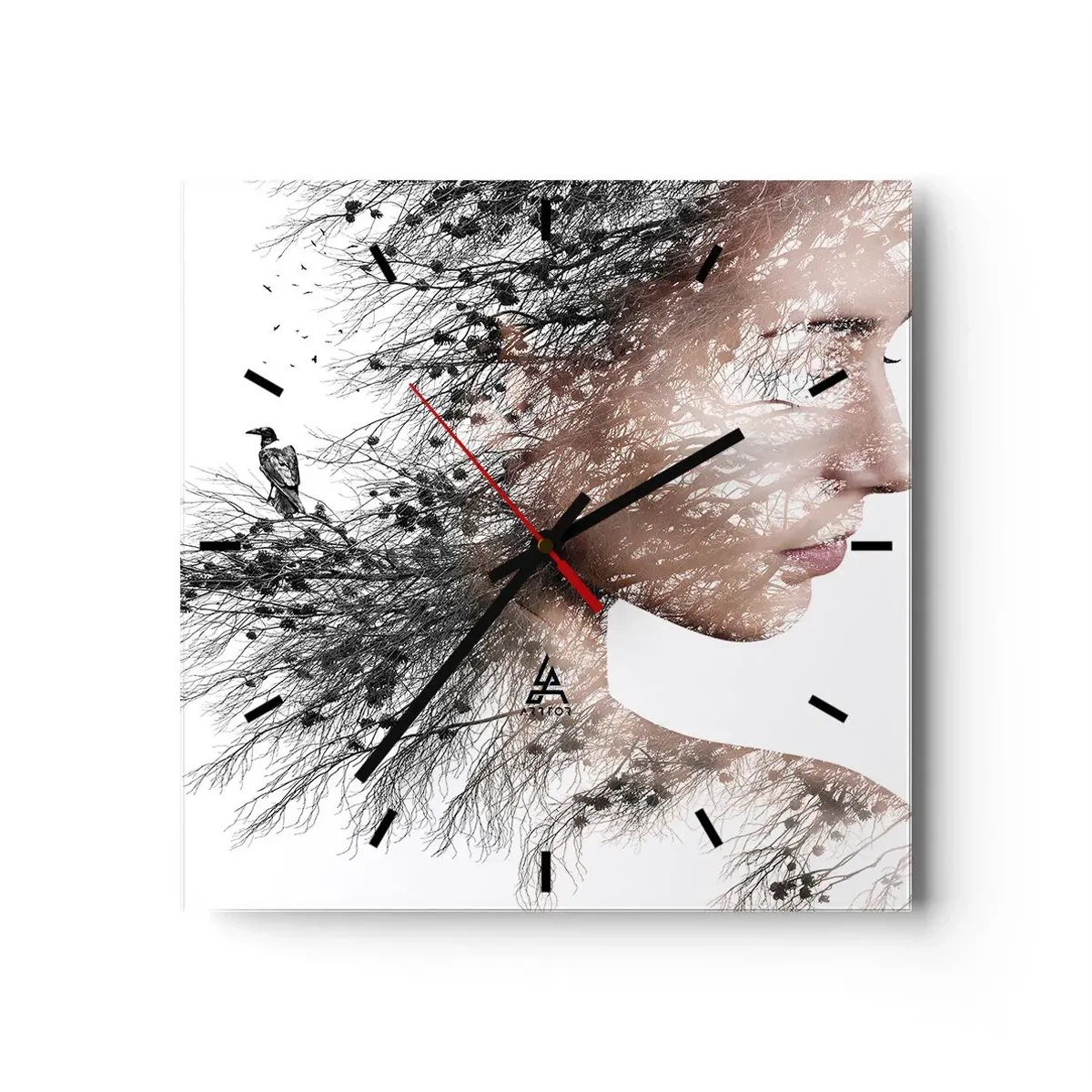 Väggklocka - Klocka på glas - Skogens ande - 40x40 cm