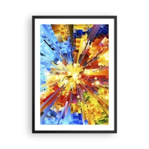Affisch i svart ram - En färgglad ljusexplosion i abstrakt form - 50x70cm - In medias res - Modern väggdekoration för vardagsrum och sovrum ARTTOR