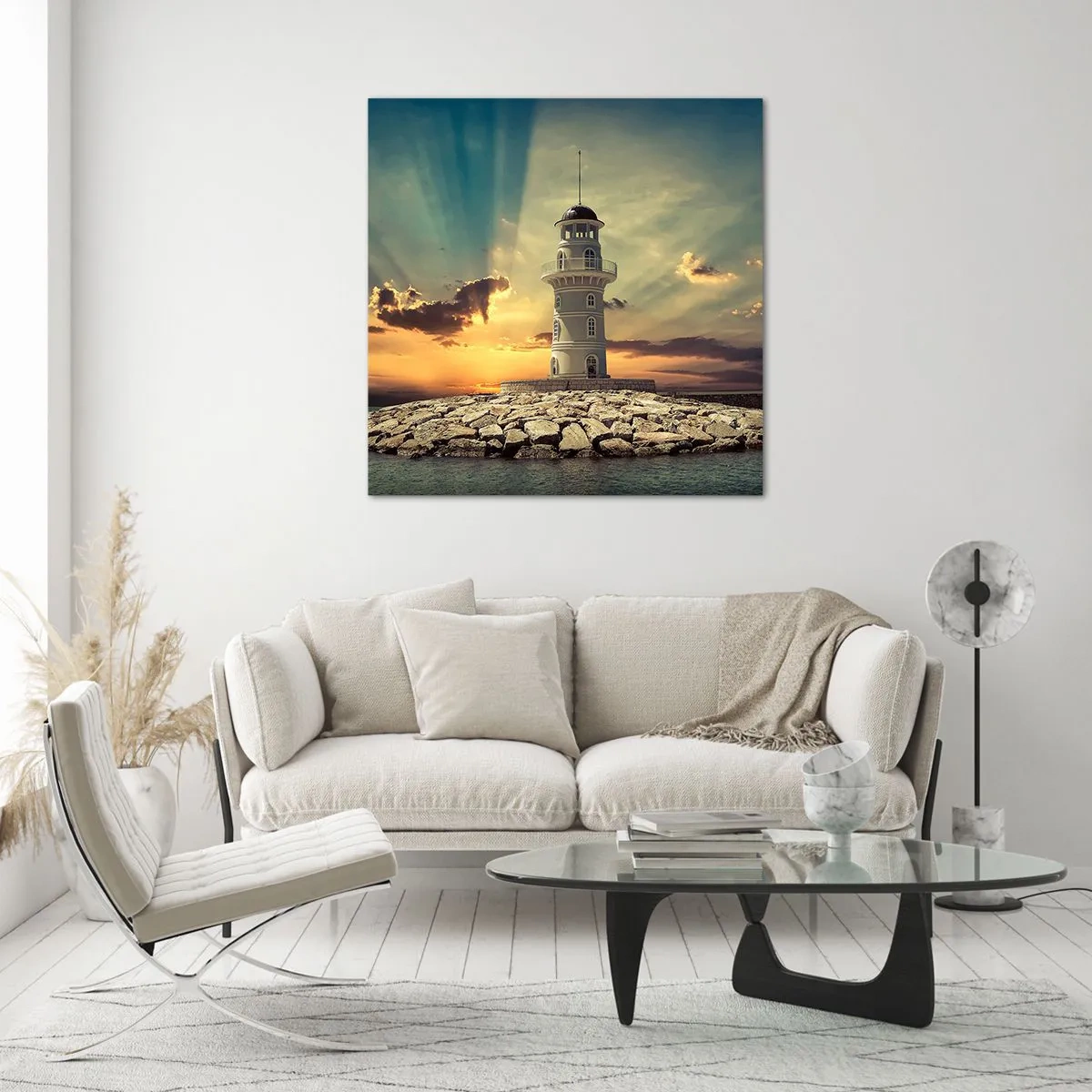 Glastavla - Bild på glas - Ljus - Godhet - Skönhet - 70x70 cm