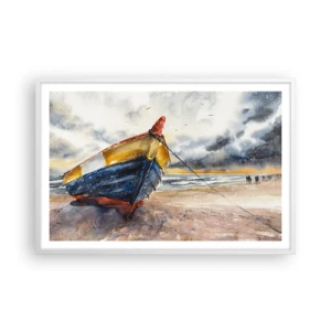 Affisch i vit ram - Vila på stranden - 91x61 cm