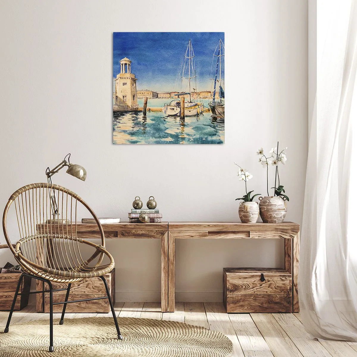 Canvastavla - Bild på duk - Solig lagun - 30x30 cm