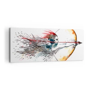 Canvastavla - Bild på duk - Mytomspunnen kämpe med brinnande båge - 120x50 cm