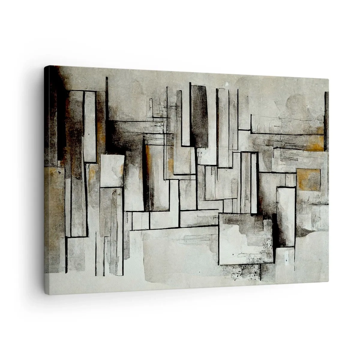 Canvastavla - Bild på duk - Abstrakta rektanglar i nyanser av grått och svart - 70x50cm - Kraften i enkelhet - Modern väggdekoration för vardagsrum och sovrum ARTTOR