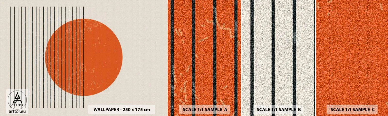 Provbit av självhäftande fototapet Deluxe Sticker - Alltid solen - Sol, Minimalistisk, Rader - 100x30 cm