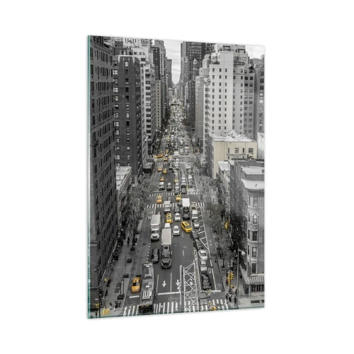 Glastavla - Bild på glas - Livet i New York - 50x70 cm