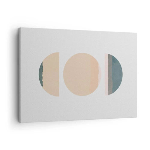Canvastavla - Bild på duk - Abstrakta geometriska former i pastellfärger - 70x50cm - Hjul efter hjul - Modern väggdekoration för vardagsrum och sovrum ARTTOR