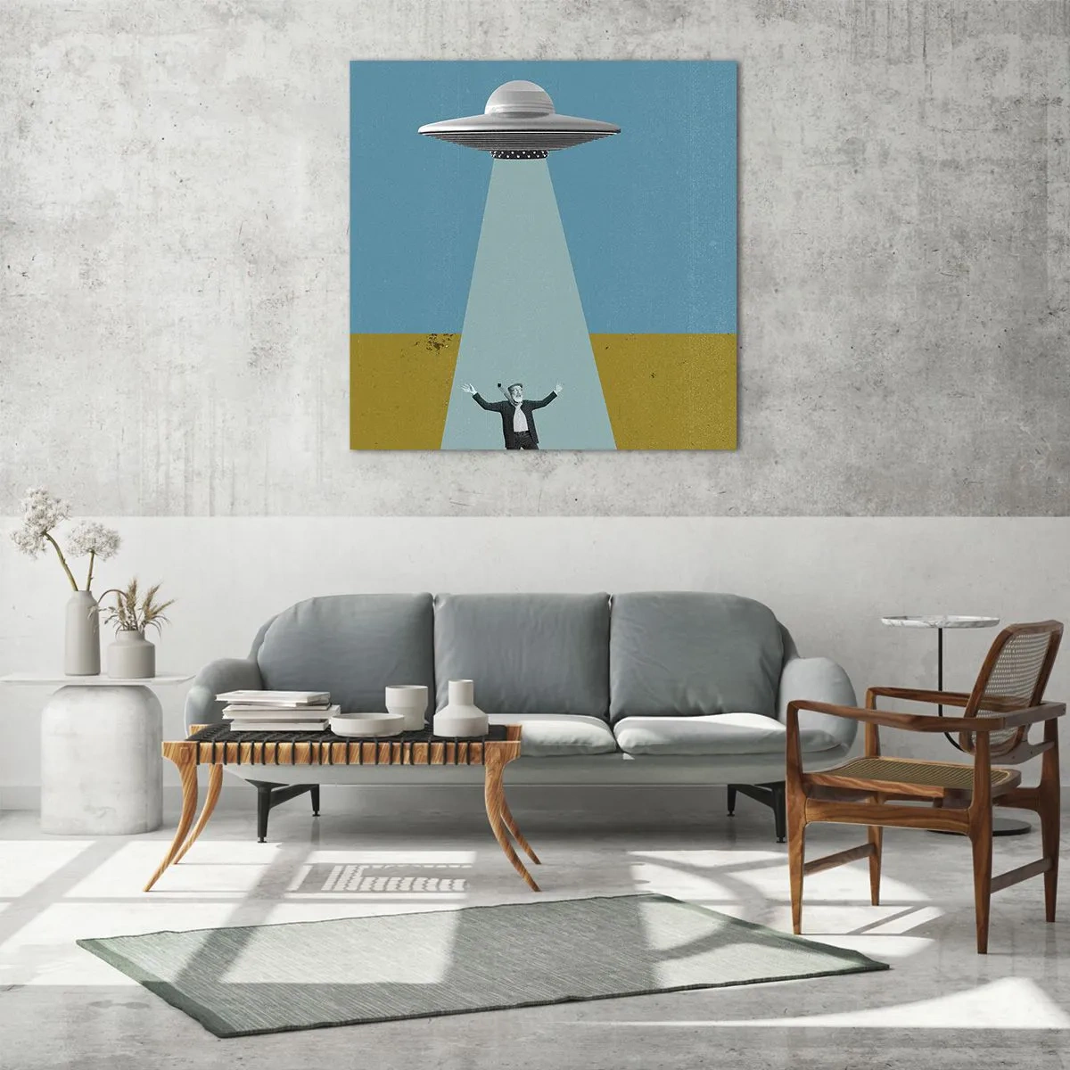 Glastavla - Bild på glas - Ett nära möte - 60x60 cm