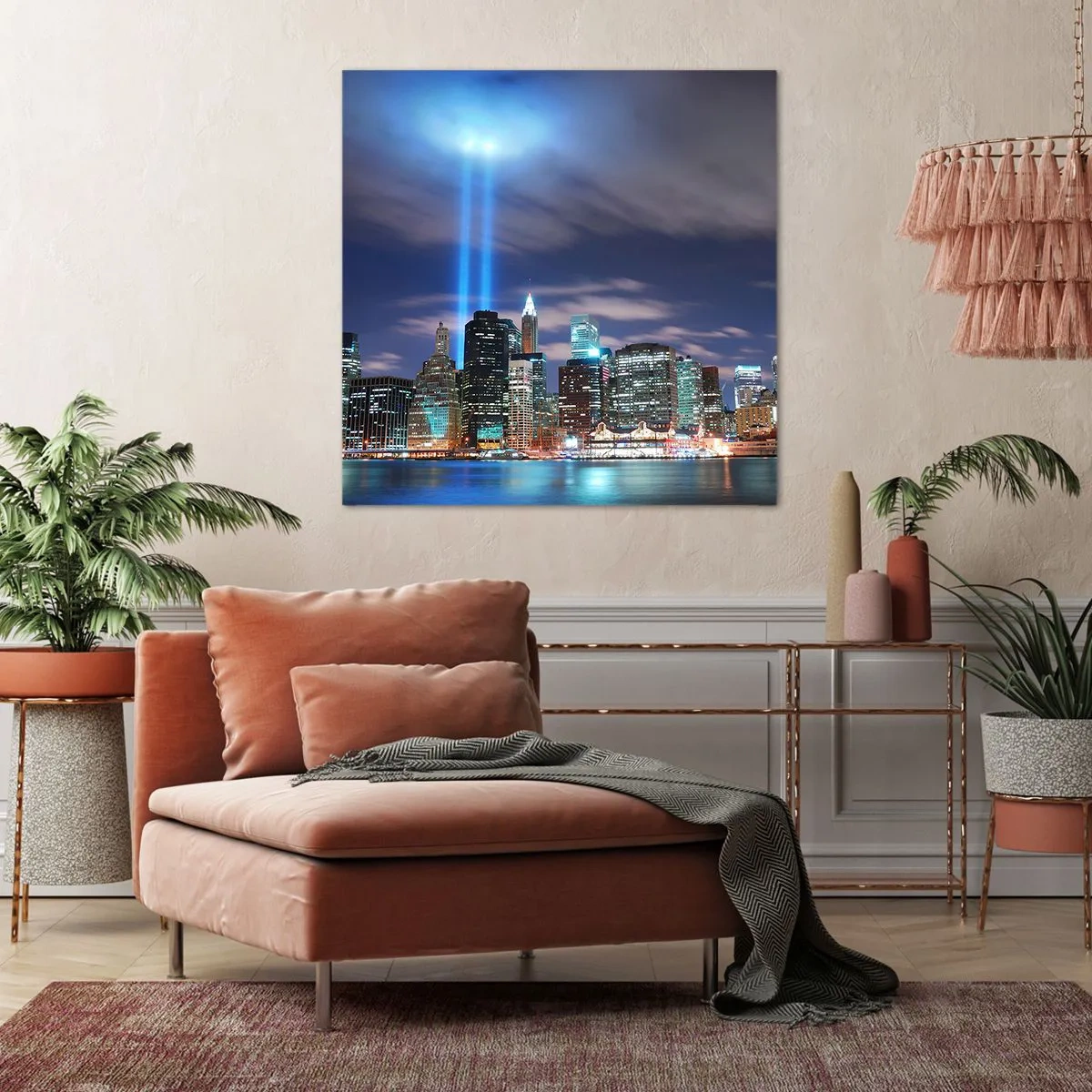 Canvastavla - Bild på duk - Nå himlen med ljuset - 70x70 cm