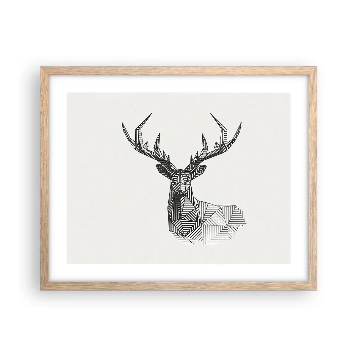 Affisch i ram av ljusek - Hjort i kubistisk stil - 50x40 cm
