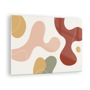 Glastavla - Bild på glas - Abstrakt komposition av organiska former - 70x50cm - Ornamental zig-zack? - Modern väggdekoration för vardagsrum och sovrum ARTTOR