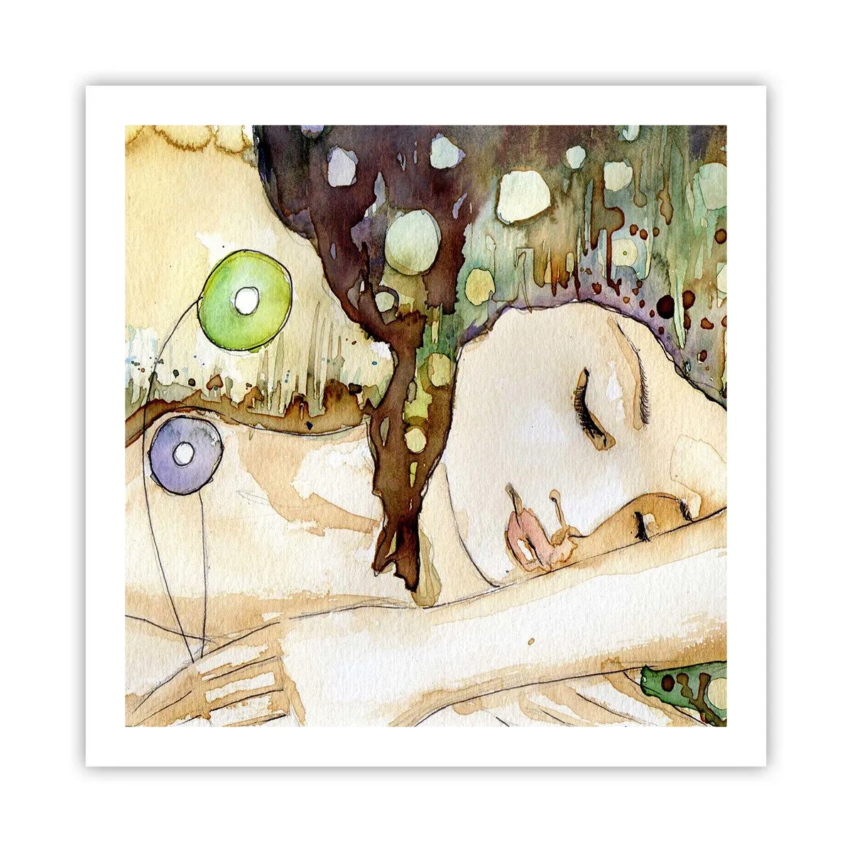 Affisch - Smaragd-viol dröm - 60x60 cm