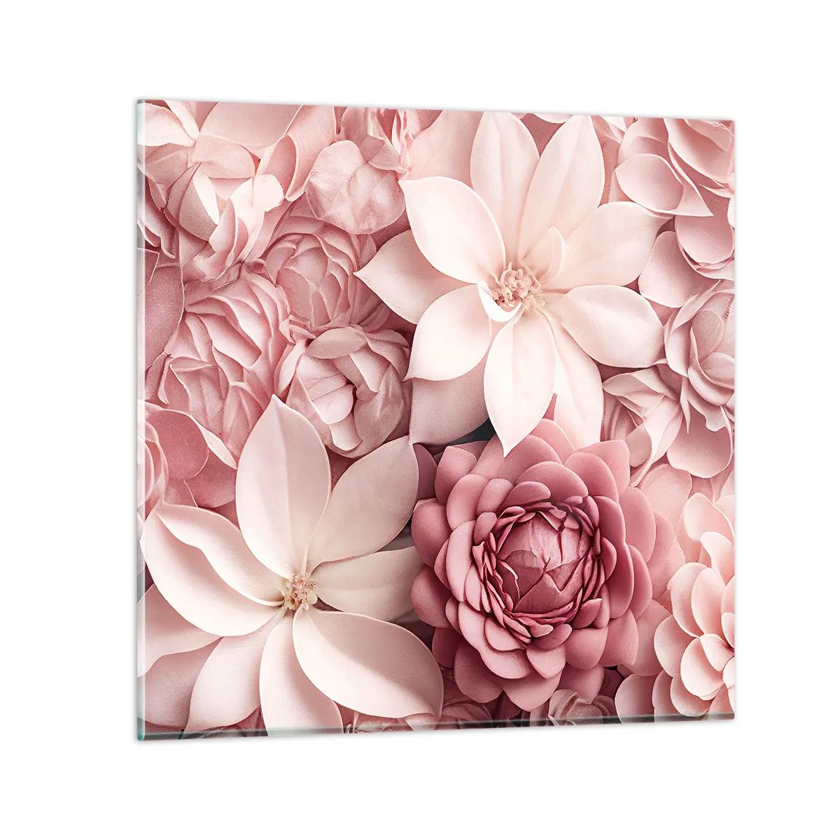 Glastavla - Bild på glas - I rosa kronblad - 30x30 cm