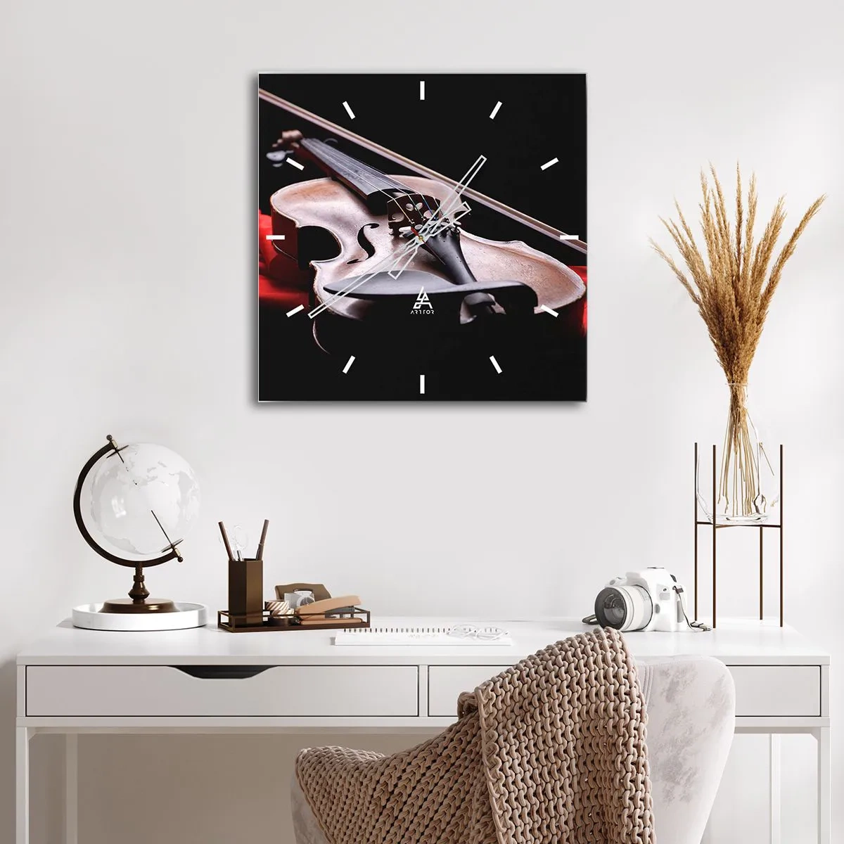 Väggklocka - Klocka på glas - Känslornas musik - 40x40 cm