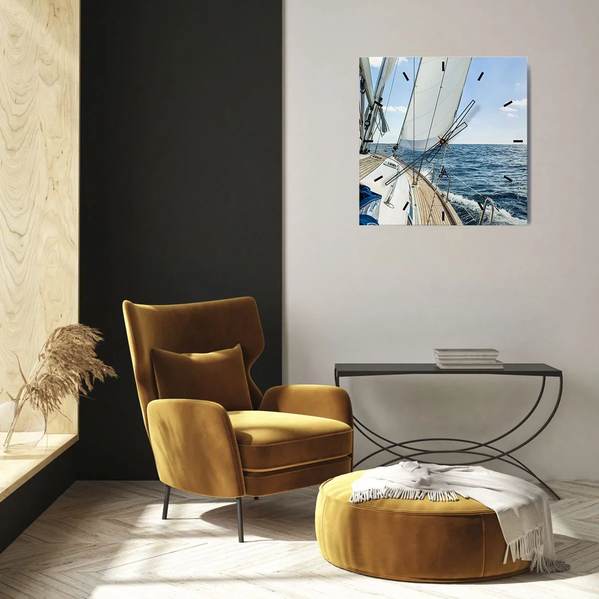 Väggklocka - Klocka på glas - Heja äventyret - 40x40 cm