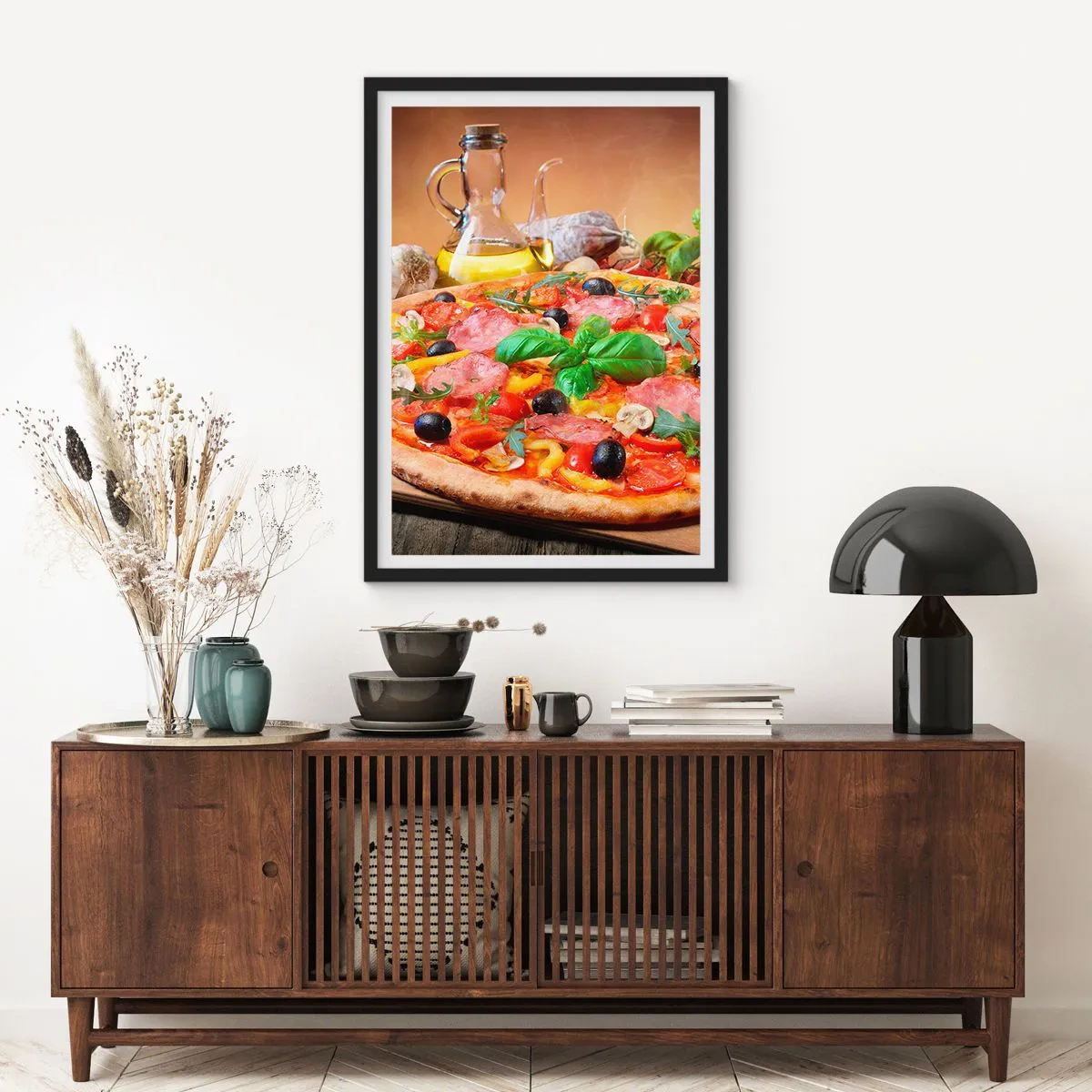 Affisch i svart ram - Med riktig italiensk smak - 40x50 cm