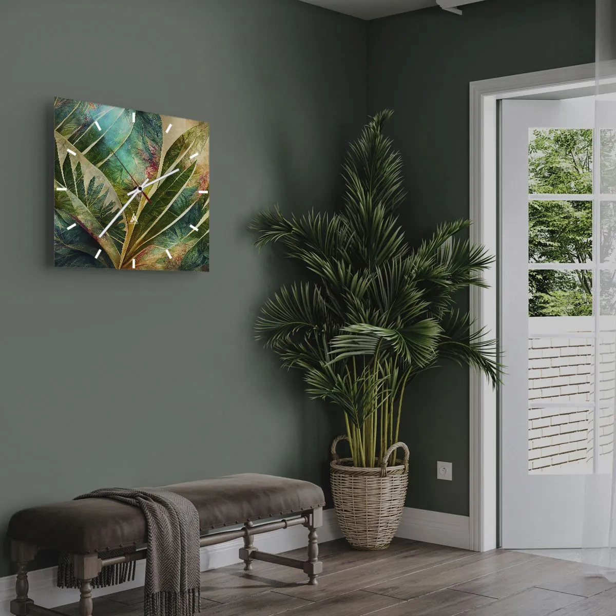 Väggklocka - Klocka på glas - Färger i tropikerna - 30x30 cm