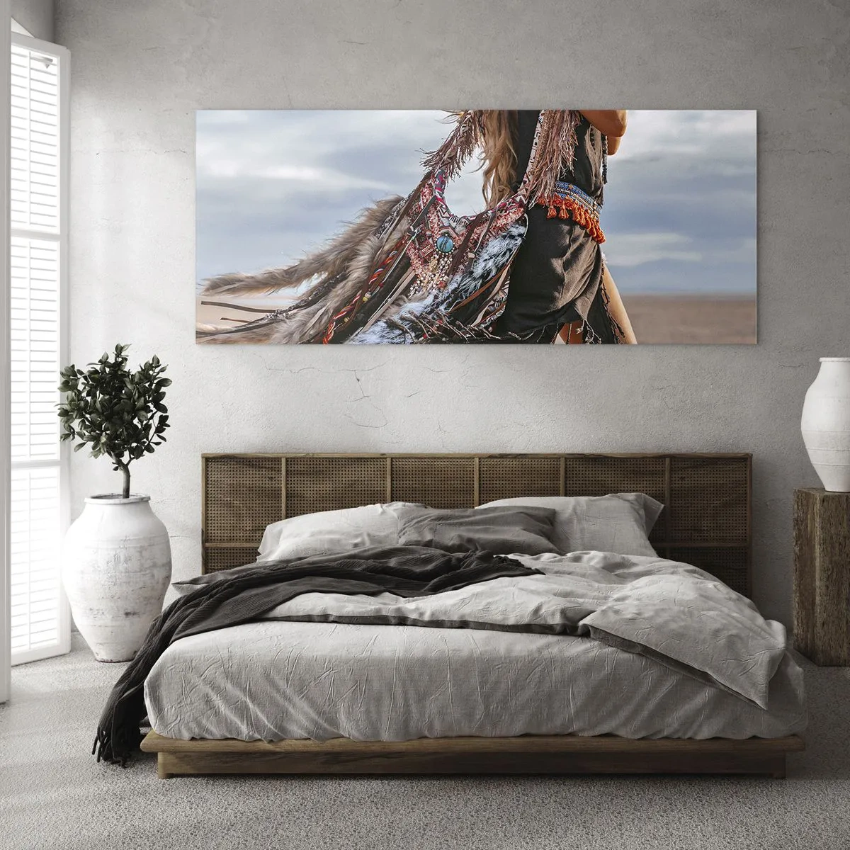 Glastavla - Bild på glas - Shamanens flicka - 100x40 cm